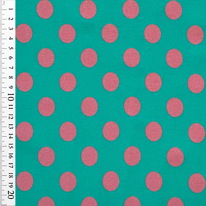 Bomuldsjersey med gammelrosa prikker 20 mm