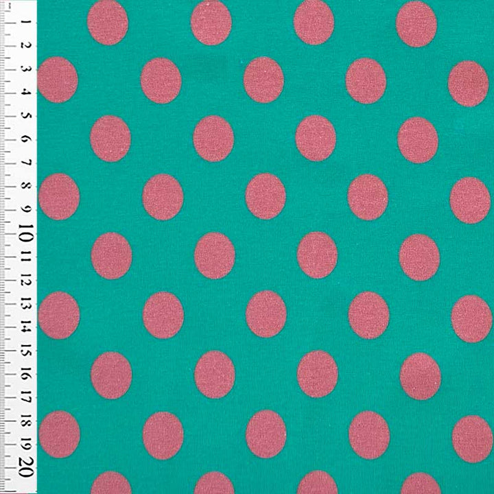 Bomuldsjersey med gammelrosa prikker 20 mm
