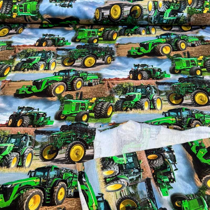 Digital bomuldsjersey med traktor på marken