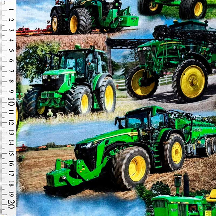 Digital bomuldsjersey med traktor på marken