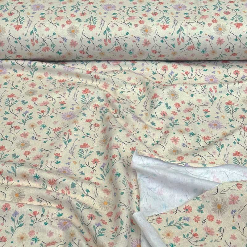 Bomuldsjersey med hedens blomster