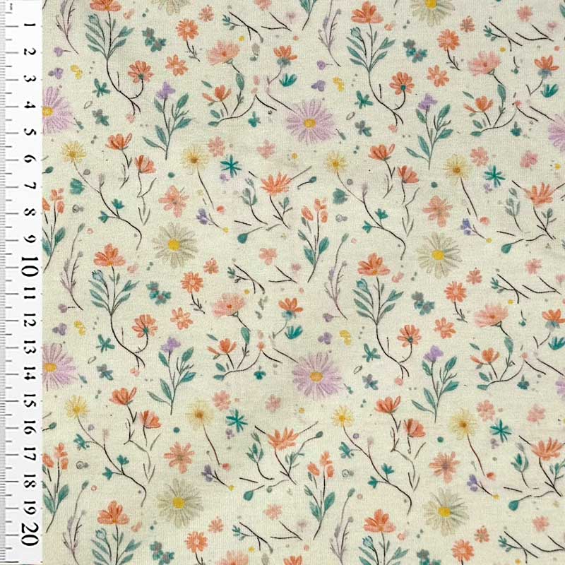 Bomuldsjersey med hedens blomster