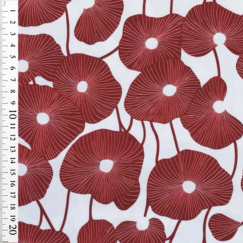 Bomuldsjersey med stor grafisk rød blomst