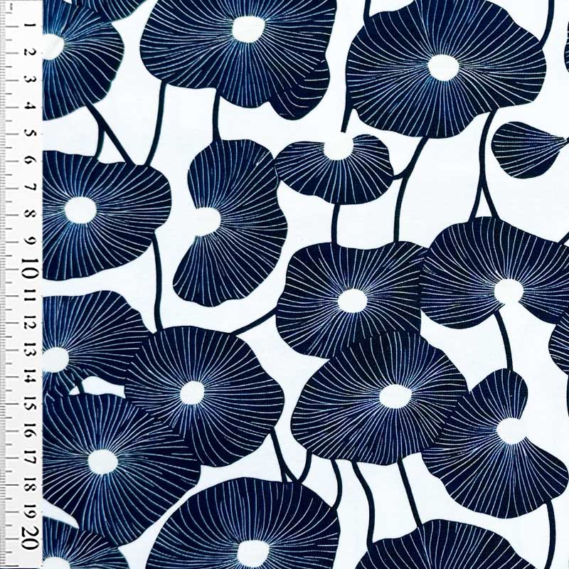 Bomuldsjersey med stor grafisk blå blomst
