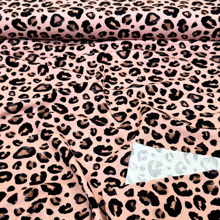 Bomuldsjersey med smart Leopardprint i rosa