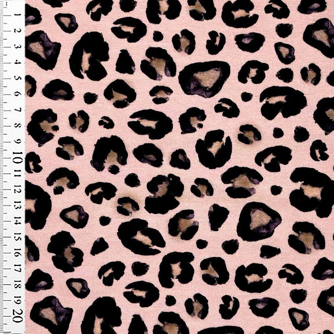 Bomuldsjersey med smart Leopardprint i rosa