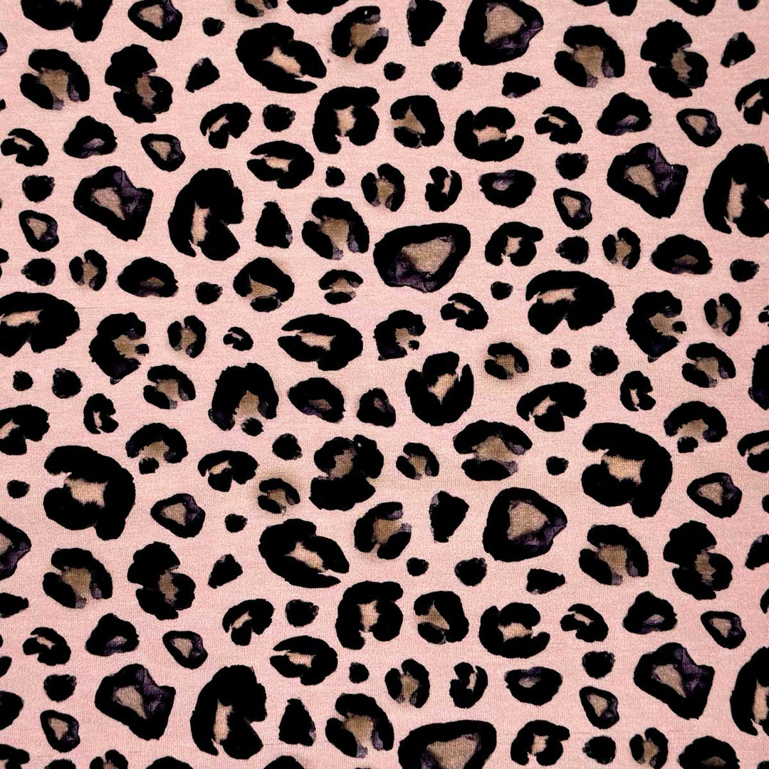 Bomuldsjersey med smart Leopardprint i rosa
