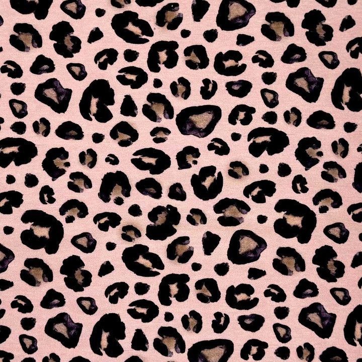 Bomuldsjersey med smart Leopardprint i rosa
