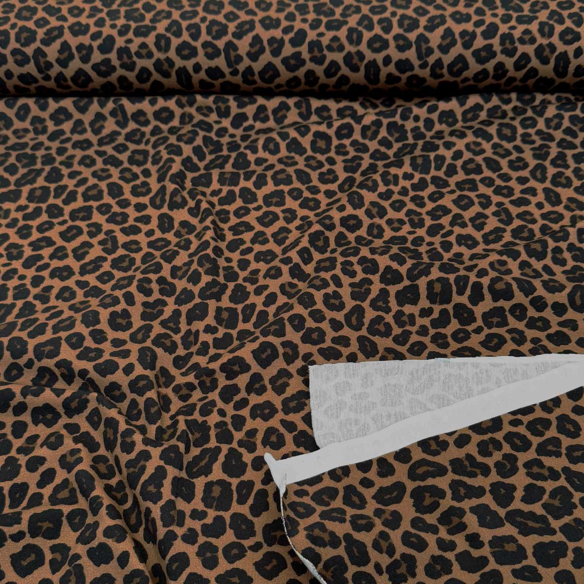 Bomuldsjersey med smart Leopardprint i cognac