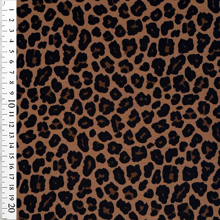 Bomuldsjersey med smart Leopardprint i cognac