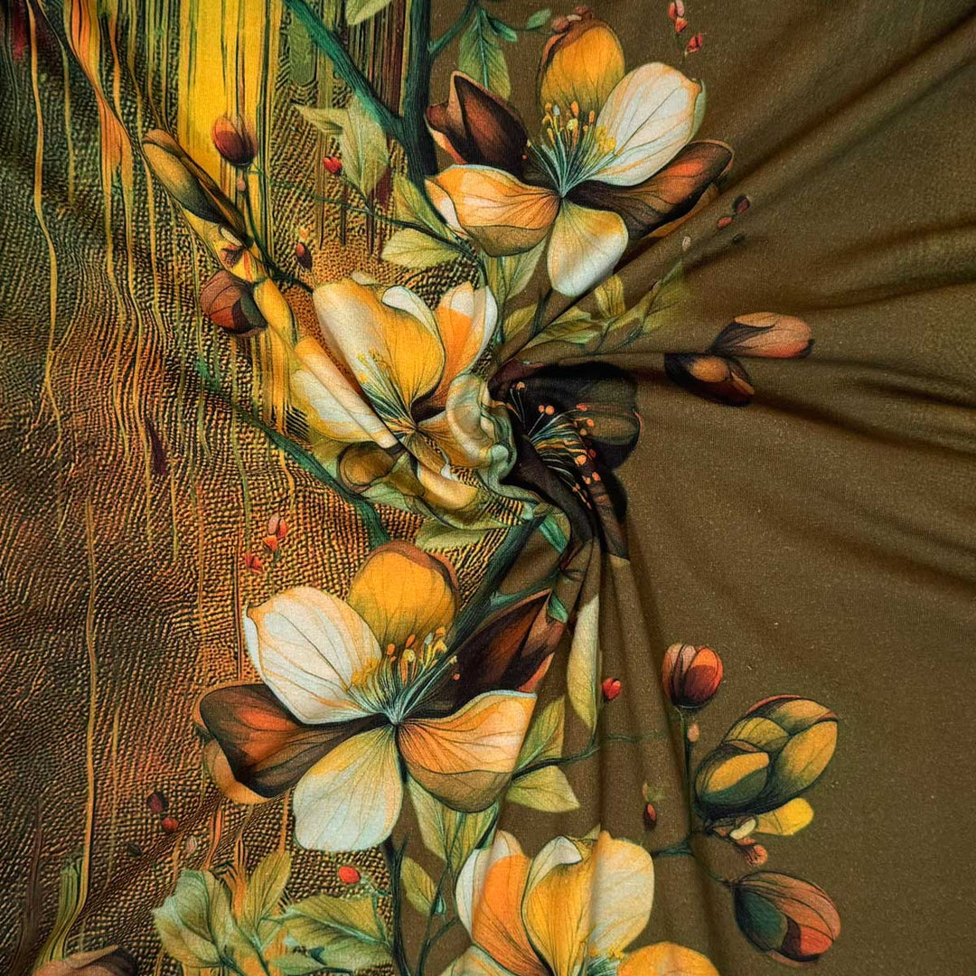 Digital bomuldsjersey med Magnolia blomst