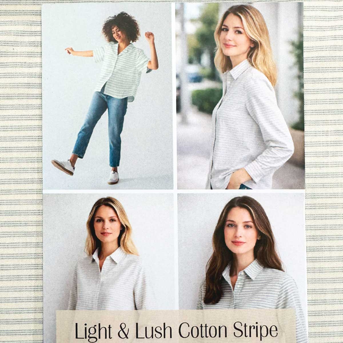 Bomuldspoplin med striber fra Light and Lush 1