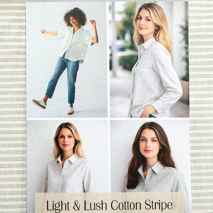 Bomuldspoplin med striber fra Light and Lush 1