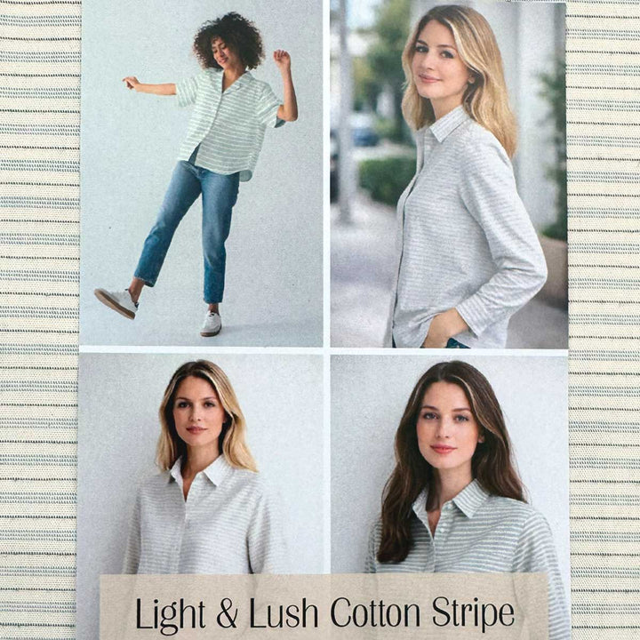 Bomuldspoplin med striber fra Light and Lush II