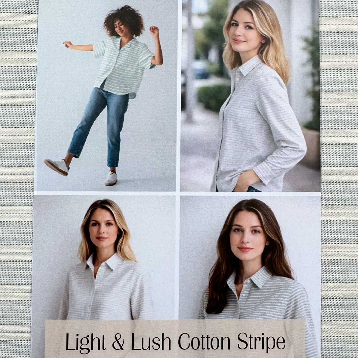 Bomuldspoplin med striber fra Light and Lush III