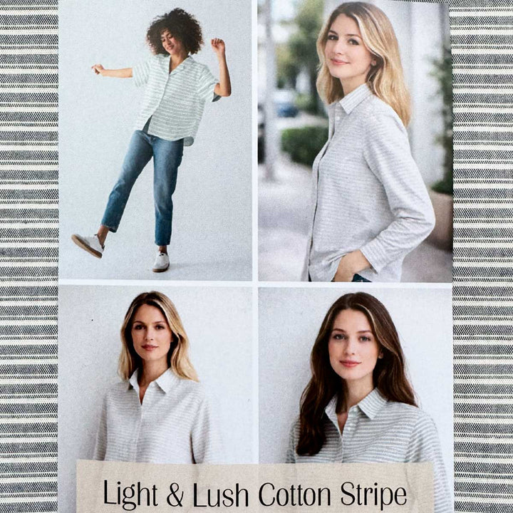 Bomuldspoplin med striber fra Light and Lush IV