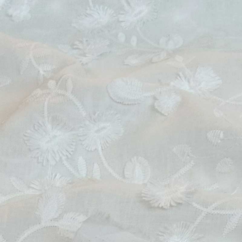 Fast bomuld med løsvævet broderi off-white