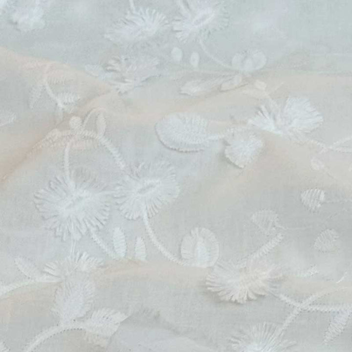Fast bomuld med løsvævet broderi off-white
