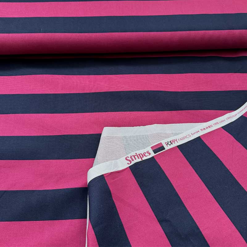 Canvas med marineblå/pink striber