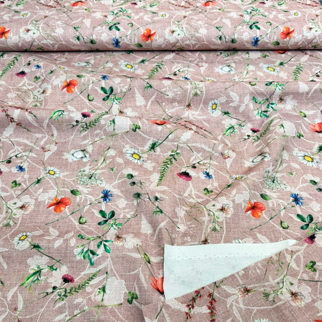 Coated bomuld med vilde blomster