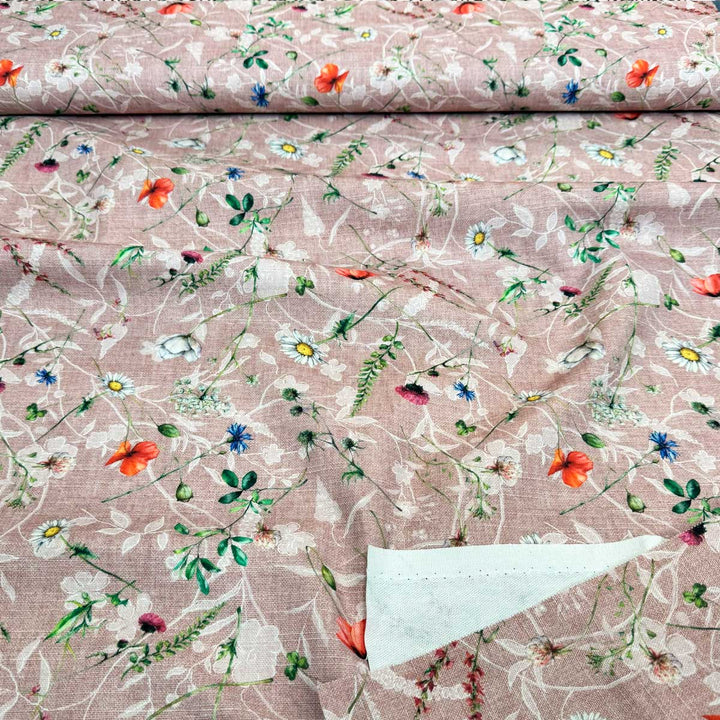 Coated bomuld med vilde blomster