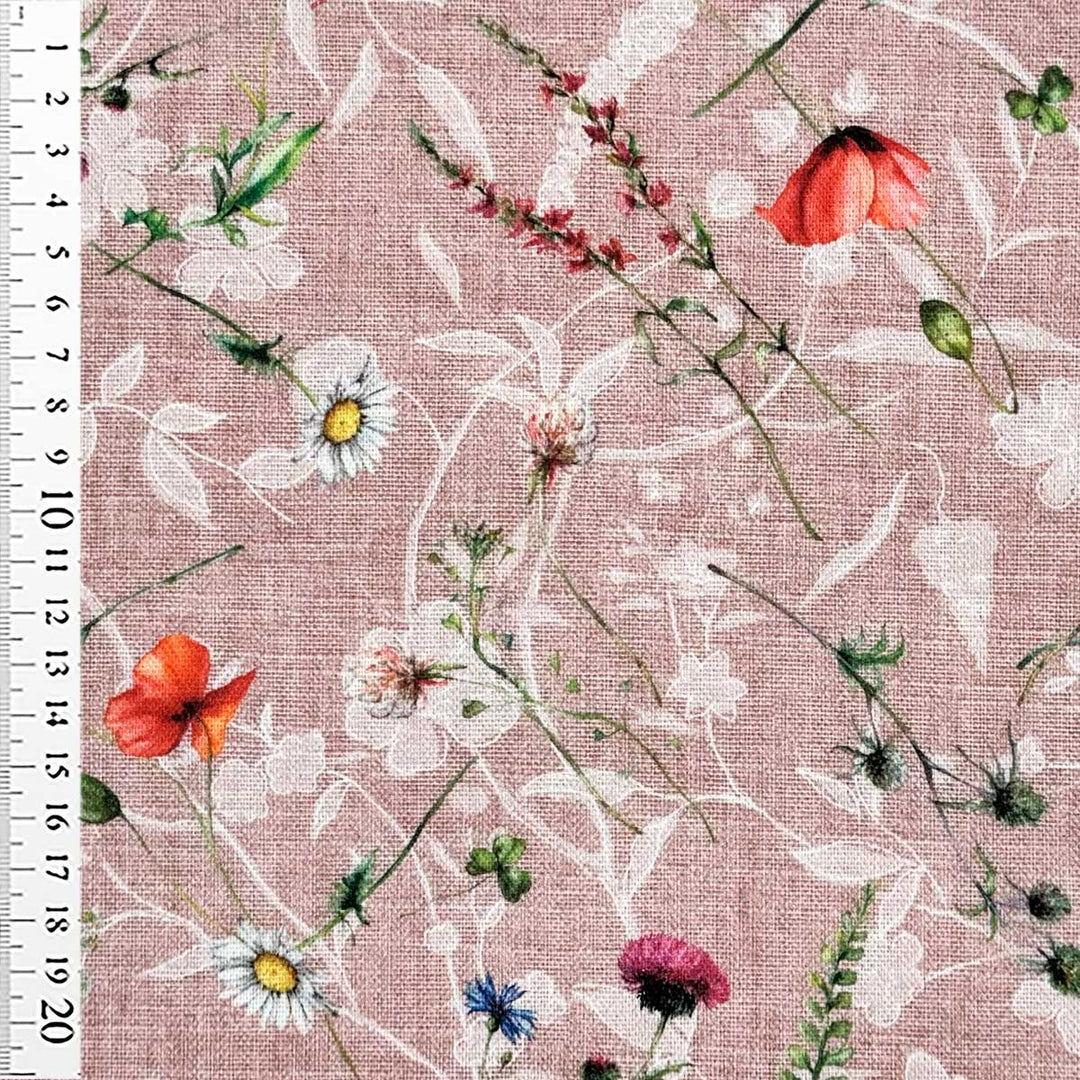 Coated bomuld med vilde blomster
