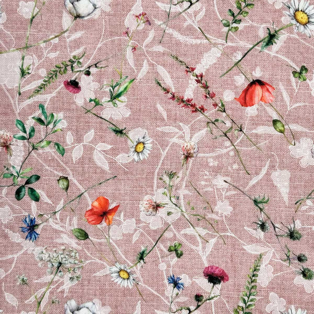 Coated bomuld med vilde blomster