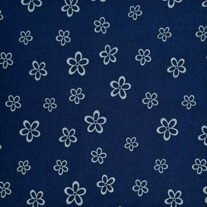 Denim med printet blomster