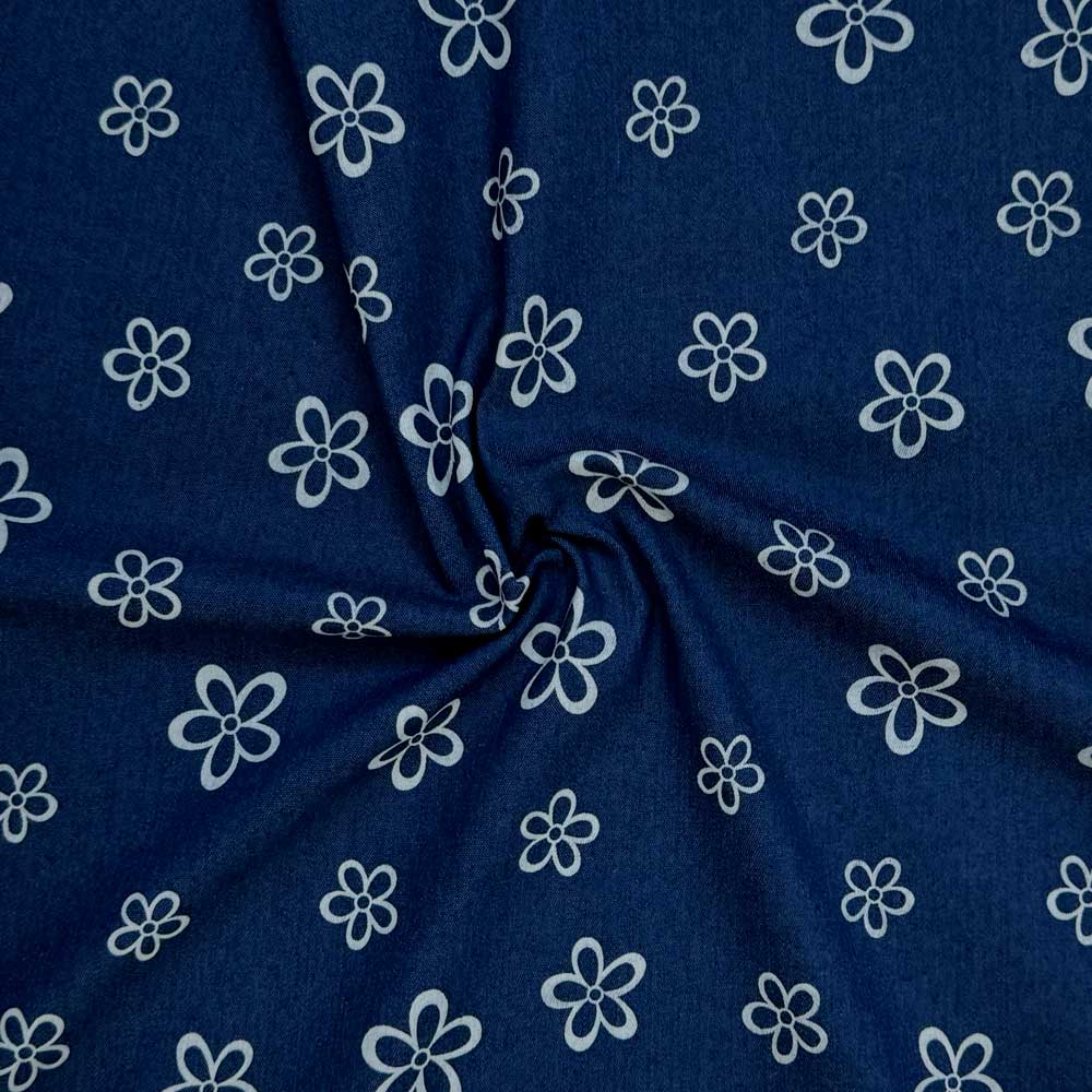 Denim med printet blomster