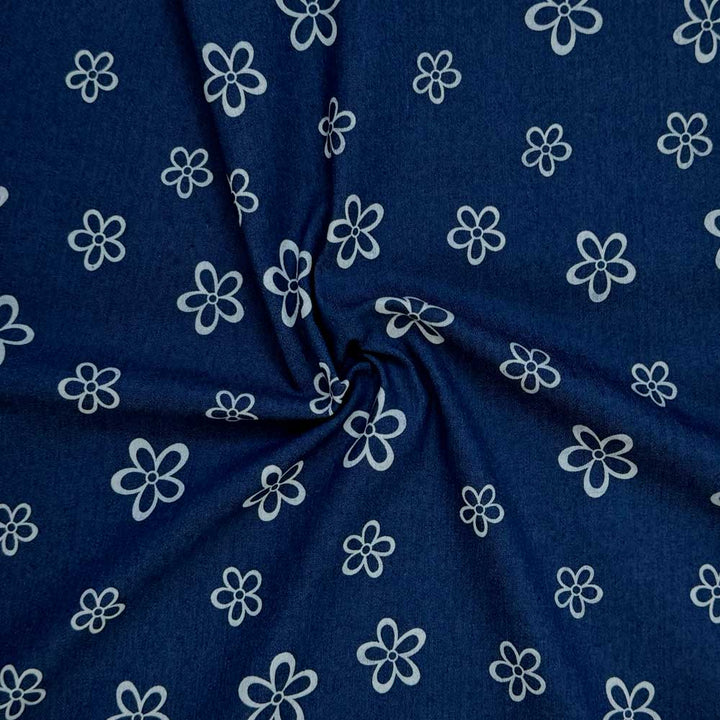 Denim med printet blomster