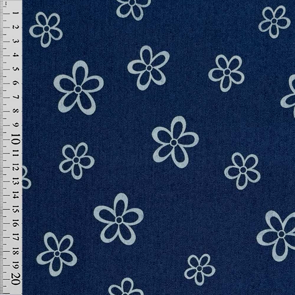 Denim med printet blomster