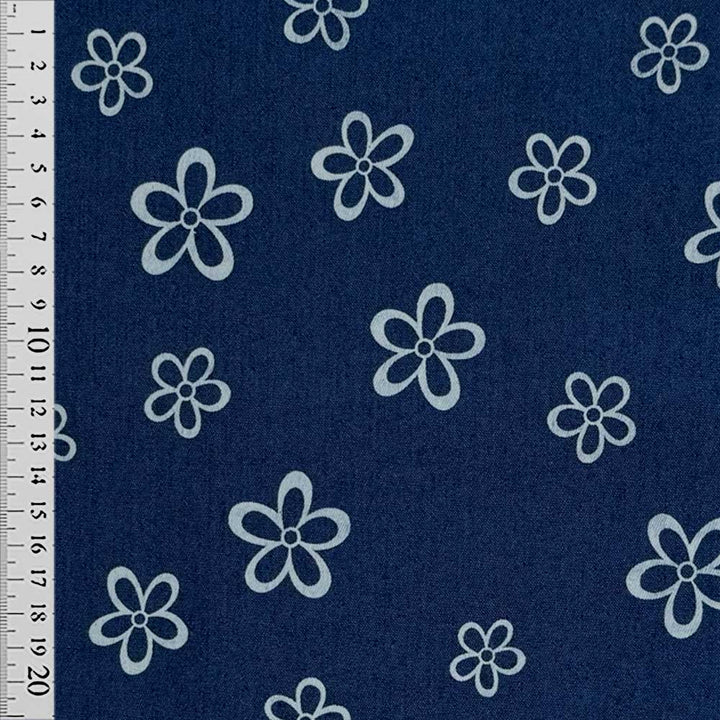 Denim med printet blomster