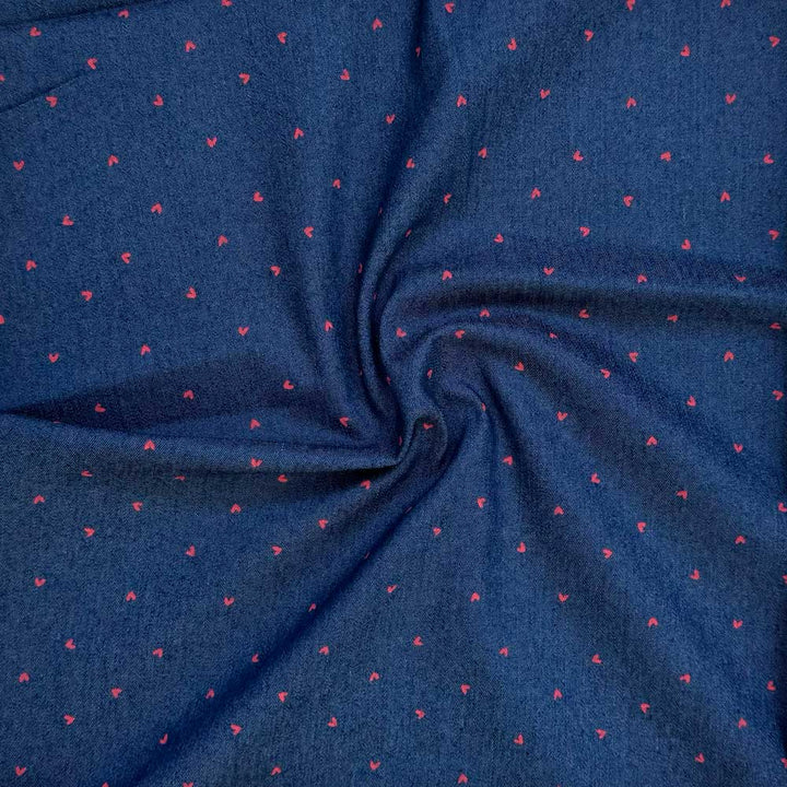 Denim med små printet hjerter