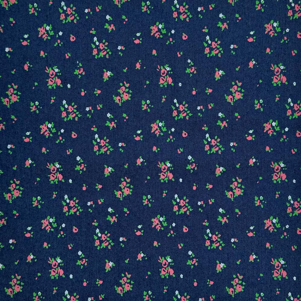 Denim med små printet blomster