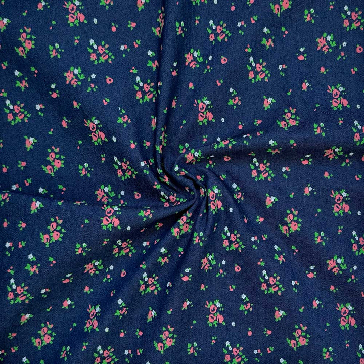 Denim med små printet blomster