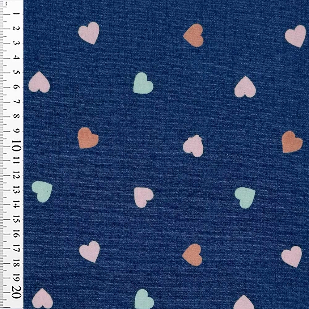 Denim med farvede hjerter