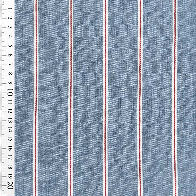 Denim med smalle striber i lyseblå