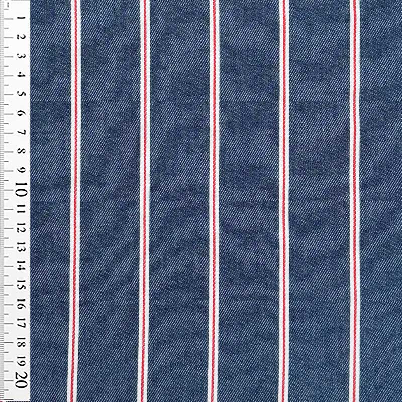 Denim med smalle striber i blå