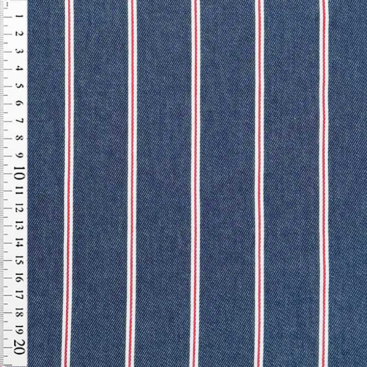Denim med smalle striber i blå