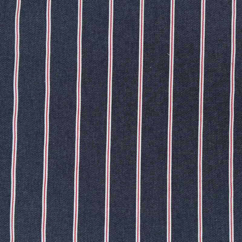 Denim med smalle striber i marineblå