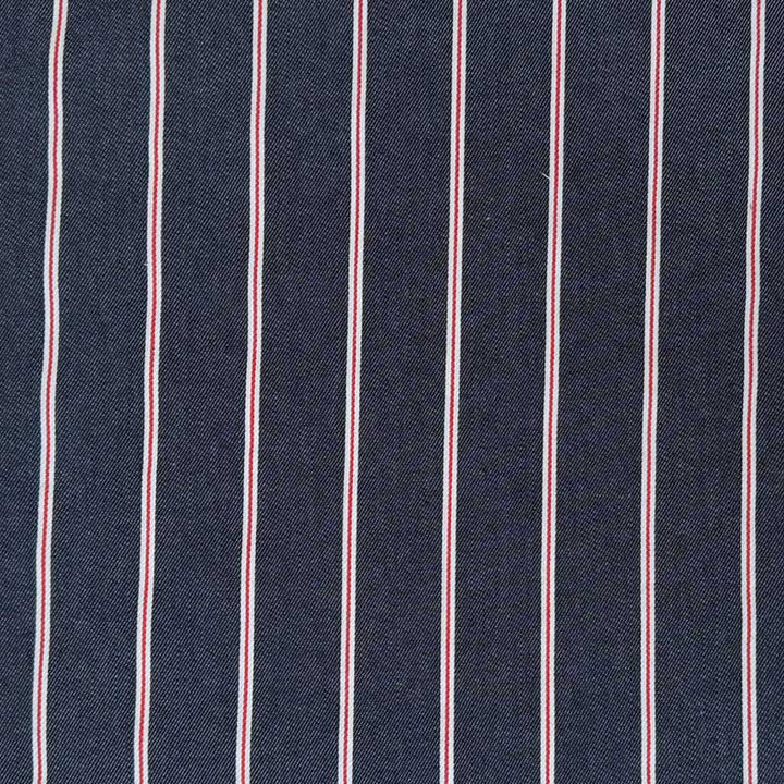 Denim med smalle striber i marineblå