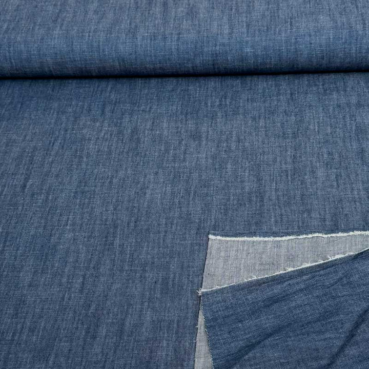 Denim med slub effekt i marineblå