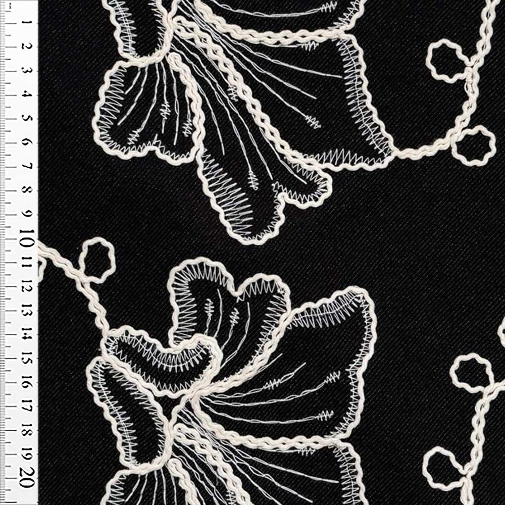 Diagonal Jersey med broderi i sort (Denimlook)