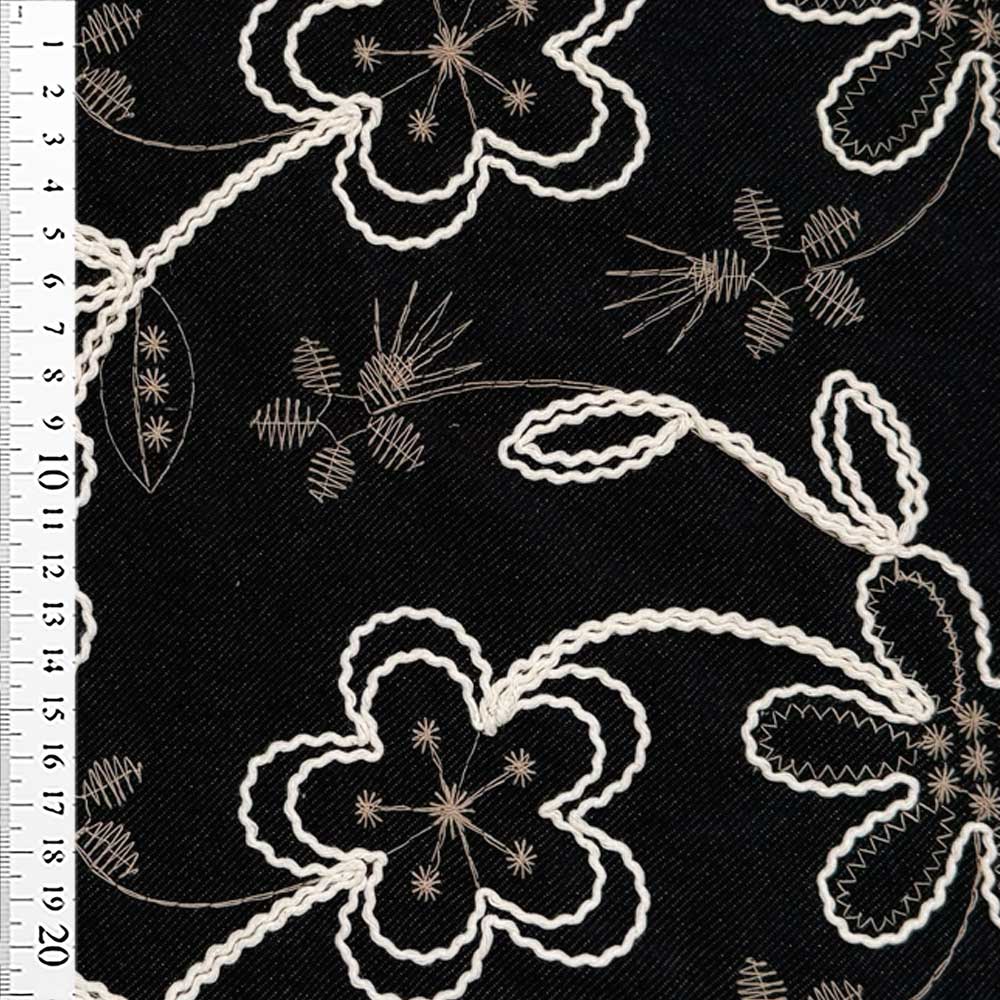 Diagonal Jersey i sort med broderi (Denimlook)