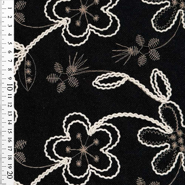Diagonal Jersey i sort med broderi (Denimlook)