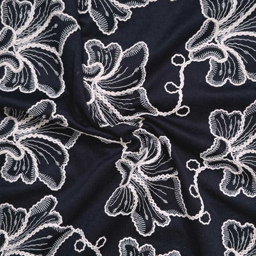 Diagonal Jersey med broderi i navy (Denimlook)