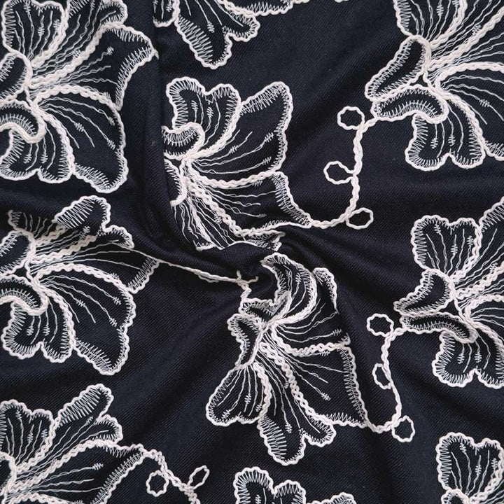 Diagonal Jersey med broderi i navy (Denimlook)