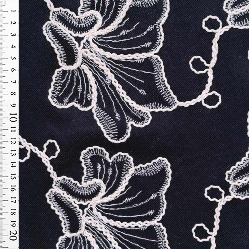 Diagonal Jersey med broderi i navy (Denimlook)
