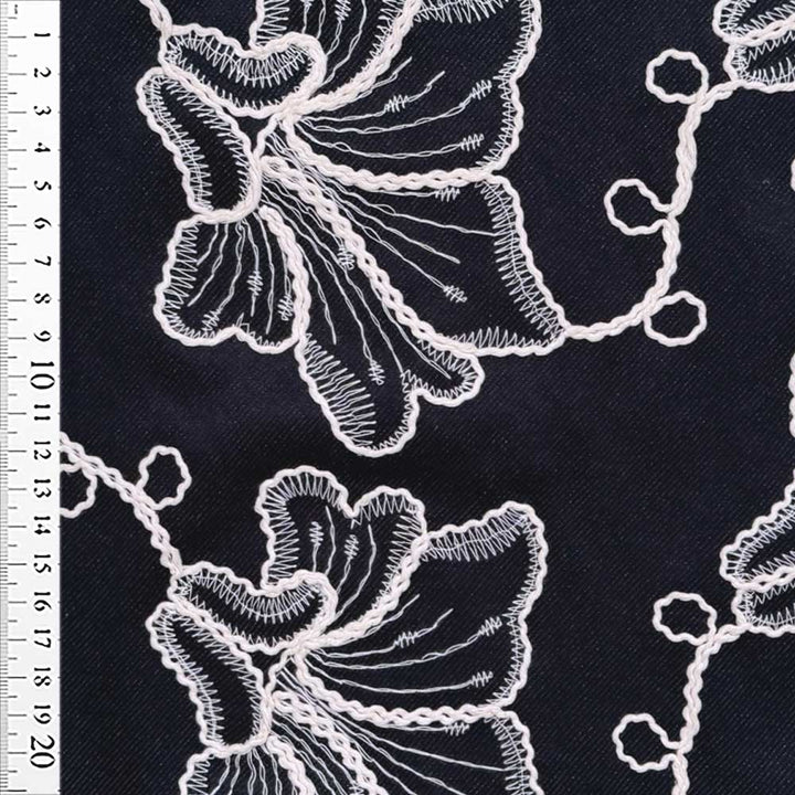 Diagonal Jersey med broderi i navy (Denimlook)