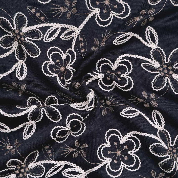 Diagonal Jersey i navy med broderi (Denimlook)